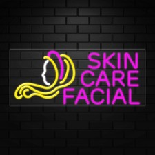 Letrero de cuidado de la piel facial para pantallas de negocios | LED Flex Neon | 32"W x 13"H x 1"D