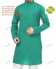 Ropa india sólida camisa de moda para hombre vestido indio corto de algodón K...
