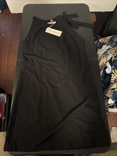 Vestido de Diseñador Sabrina Diamanti Mujer M Italia Negro Sin Mangas Oficina de Negocios