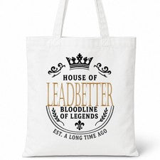 Bolso de Mano LEADBETTER Family Surname House Of White Algodón