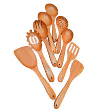 Juego de cucharas de cocina antiadherentes para utensilios de madera hechos a mano para cocinar envío gratuito