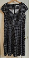 Vestido para mujer Bbonlineress 3XL estilo retro swing negro blanco lunares cuello en V