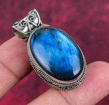 Joyería colgante única de plata esterlina maciza 925 hecha a mano con piedras preciosas de labradorita