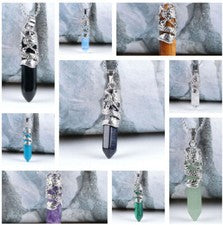 Collar Hexagonal Chakra Curación Cuarzo Natural Punta Cristal Colgante Joyería