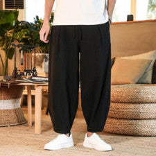 Moda Para hombres Sueltos Algodón Lino Pantalones Verano Transpirables Harén Pantalones M-5XL