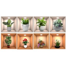 8 piezas calcomanías de pared de PVC reutilizables pegatinas impresión floral decoración del hogar