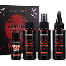 BOBISUKA 4 PIEZAS Kit de Maquillaje Sangre Falsa Efectos Especiales Halloween - Incluye