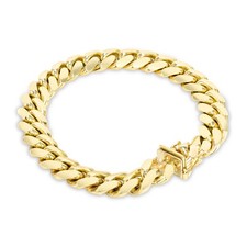 10K Amarillo Oro Sólido Hombre 10mm Miami Cubano Enlace Cadena Pulsera Joyería