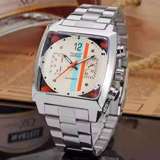 Jaragar Montre Automatique Homme Carré Acier Design 569 Mécanique Noir Blanc