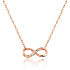 Collar colgante infinito enchapado en oro rosa creado con cristales Zircondia®