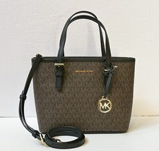 BOLSO BANDOLERA DE HOMBRO MICHAEL KORS JET SET TRAVEL XS MK MARRÓN NEGRO
