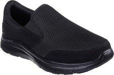 Zapatos negros de trabajo Skechers antideslizantes para hombre sin cordones malla de espuma viscoelástica suave 77048
