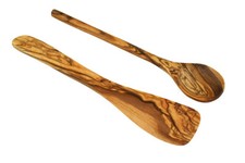 D.O.M. 1 cuchara de cocina y 1 volteador de sartenes de madera de olivo