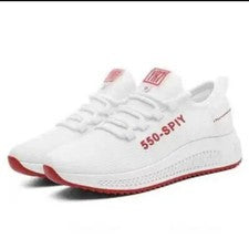 Zapatos de salón deportivos blancos y rojos para gimnasio. Suave y ligero. Transpirable talla 5