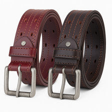 Cinturones de cuero para hombre doble punta resistente 100 % cuero genuino negro marrón