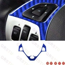 Carbon Fiber Steering Wheel Button Frame Trim For Ford Explorer 2011-2014 Blue