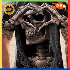 Camiseta Con Estampado 3d De Cráneo Para Hombre Camisa Corta Moda Hip-hop Lujo