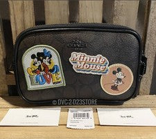 Disney X Coach Minnie Mouse Parches Firma Cremallera Bandolera Cartera F28344 NUEVO