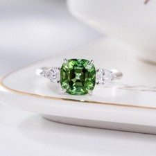 Anillo Cristal Verde para Mujer, Anillo Ajustable Talla 6 a Talla 9