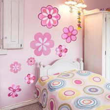 Juego de 8 pegatinas de pared florales para decoración del hogar impermeables y fáciles de usar