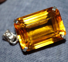 Colgante de piedras preciosas sueltas de citrino amarillo corte esmeralda natural certificado por GIE