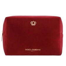 Dolce & Gabbana Beauty Rojo Terciopelo Q Cosmético Maquillaje Tocador Bolsa con Cremallera NUEVO