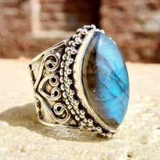 Anillo de labradorita de plata de ley 925 hecho a mano anillo de piedras preciosas anillo de diseñador regalo