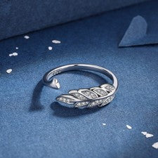 Anillo ajustable de plata esterlina 925 con hoja de cristal para mujeres niñas joyas regalo Reino Unido