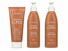 L’ANZA Healing Curls Curl Flex Memory Gel Champú Acondicionador Trío Vegano Set