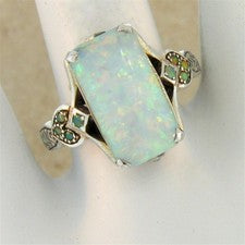 Moda Anillo Plata Blanco Ópalo de Fuego Mujer Propuesta de Boda Joyería Talla 5-11