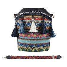 1X (Bolso Mensajero de Hombro Tejido de Paja para Mujer Étnico Bohemio de Moda3399
