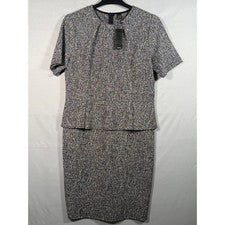 Vestido Vaina Vfshow Moda Para Mujer Tweed Peplum 3XL Negro Multicolor