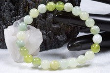 Pulsera de piedras preciosas jade verde claro | Pulsera esférica de 8 mm