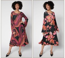 Vestido para mujer Control talla S Renee's reversibles estampado midi negro A700300