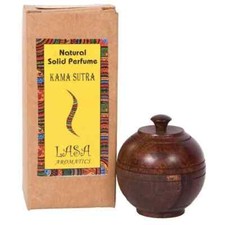 Tarro de madera de perfume corporal sólido natural Lasa Aromatics Kama Sutra larga duración 6 g