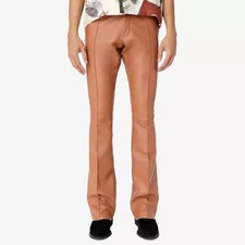 Nuevos pantalones elegantes de cuero de cordero para hombre genuinos hechos a mano de moda