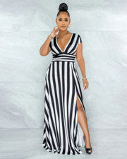 Vestido Para Mujer Tendencia Moda Sexy Moda Rayas Cuerpo Modelador Abertura