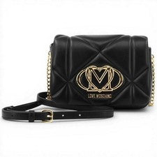 Moda Love Moschino Bolso Bandolera Corazón en Relieve Mujer Negro en Ecopiel