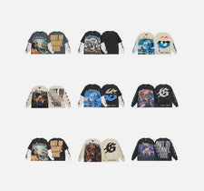 Camiseta Para Hombre Godspeed Manga Larga Vintage Estampado Algodón Puro Cuello Redondo 33 Estilos