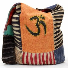 Bolso de hombro grande OM bolsa de patchwork algodón hippie goa indie colorido