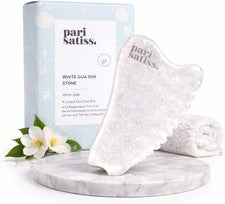 Herramienta facial Gua Sha - Jade blanco Gua Sha para cara y cuello, drenaje linfático facial