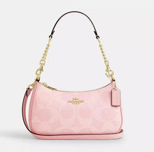 Bolso de Hombro Coach Teri en Lona Signature CAL51 Rosa Polvo NUEVO