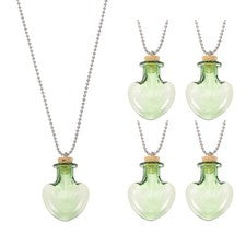 Collar 5 Piezas Vial, Acero Inoxidable Vidrio Corazón Perfume Botella 27mm, Verde