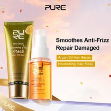PURC Marruecos Aceite de Argán Suero y Mascarilla Capilar Juegos de Cuidado del Cabello Brillo Suavizante