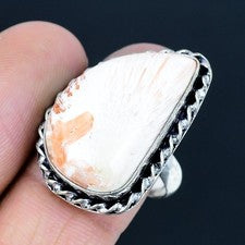 Scolecita piedras preciosas hechas a mano 925 anillo de joyería de plata...