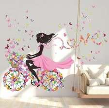 Calcomanía de vinilo extraíble arte de pared habitación hogar mural decoración niña y flor