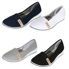 Zapatillas de mujer bailarinas zapatillas zapatos de tela zapatos planos tacón de cuña zapatos negros 104