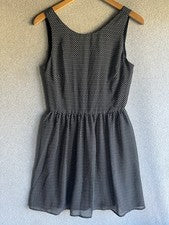Nuevo con etiquetas Vestido Gap Para Mujer 6 Azul Marino Estampado Línea A Transparente Forrado Ajuste y Acampanado