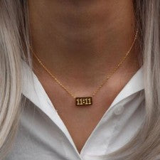Dama Hombre Joyería Titanio Acero 11:11 Rectángulo Colgante Collar Cadena Clavícula