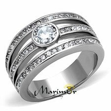 Anillo de moda aniversario 316L acero inoxidable circonita cúbica de 0,665 quilates tallas 5-10